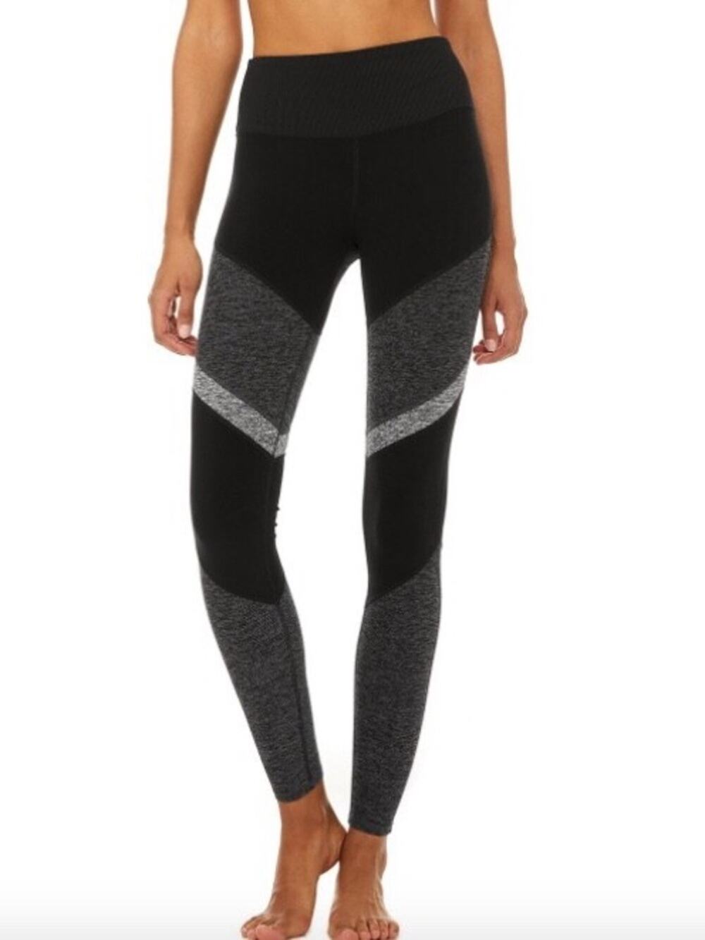 Alo Yoga High Rise Sheila Colorblock Heather Gray Ankle Leggings Size Medium